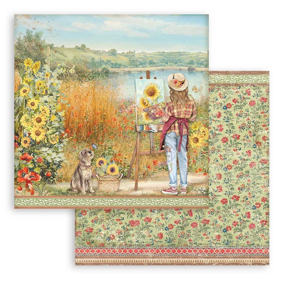 Beautiful  Stamperia Scrapbooking Paper Set. Sunflower Art 12x12 Paper Pad. These beautiful high quality papers by Stamperia are themed sets with coordinating designs. 