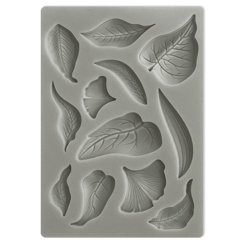Sunflower Art Leaves Silicone mold from Stamperia. The base keeps the mold suspended and perfectly level