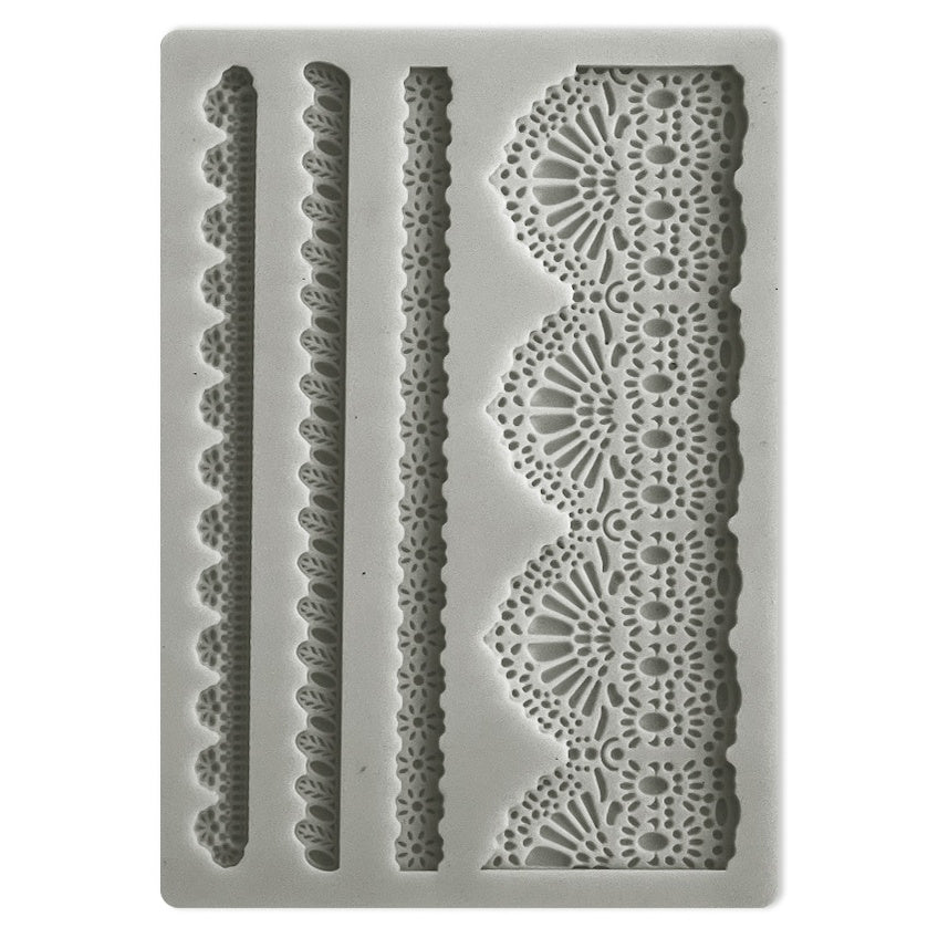 Sunflower Art Laces And Borders Silicone mold from Stamperia. The base keeps the mold suspended and perfectly level,