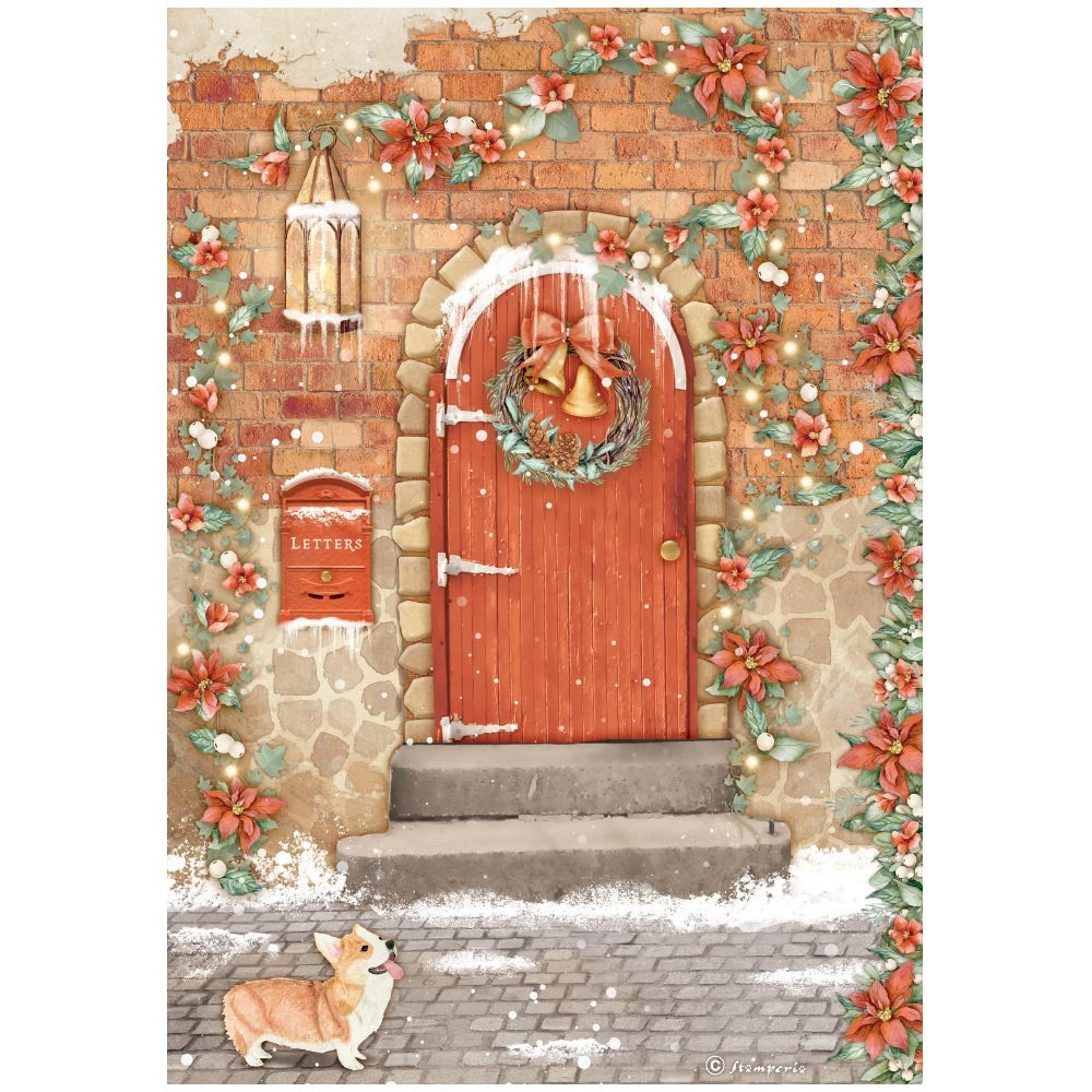 All Around Christmas Red Door Stamperia A4 Rice Papers are of Exquisite Quality for Decoupage crafts.