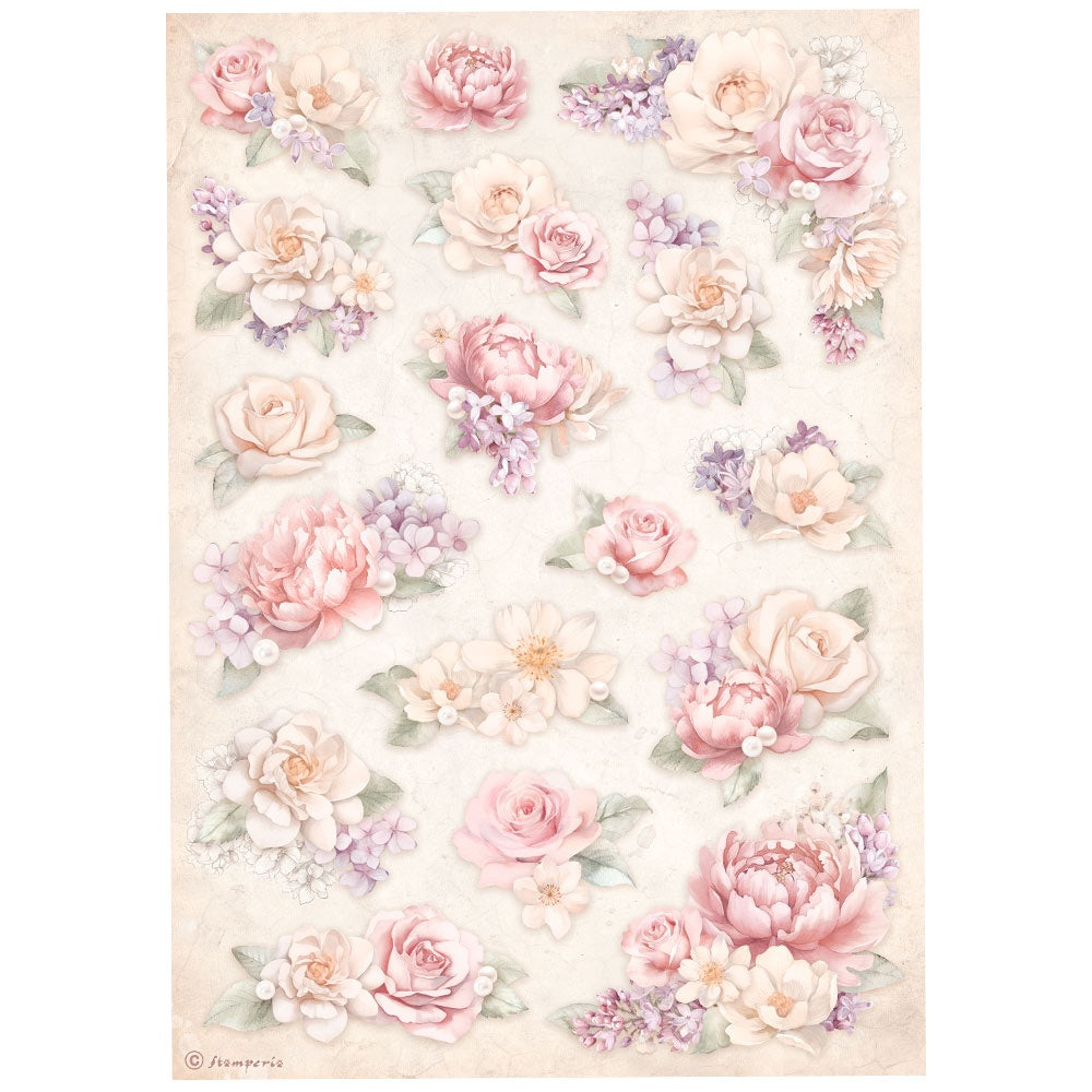 Peach and pink floral pattern. Stamperia high-quality European Decoupage Paper.