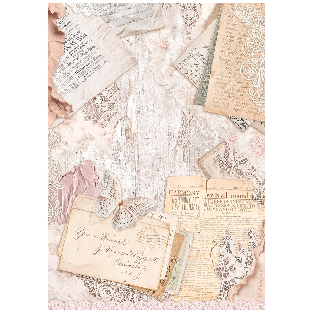 Lace and letters pattern. Stamperia high-quality European Decoupage Paper.