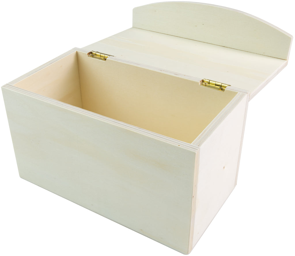 Beige storage box with a lid on a white background