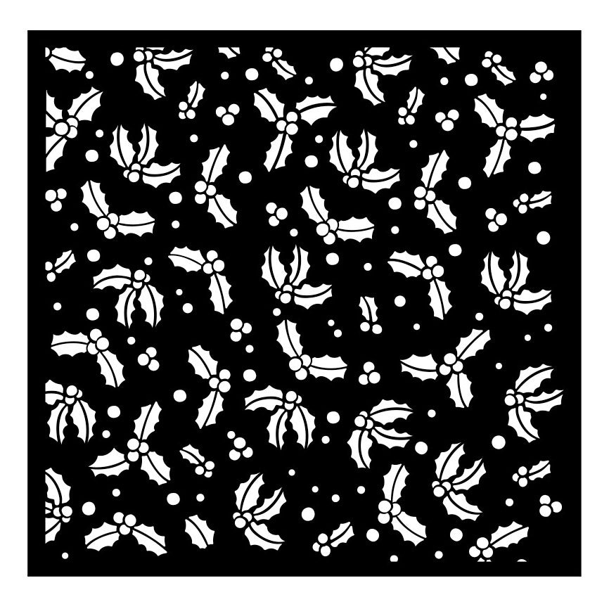 Black square stencil with white floral pattern