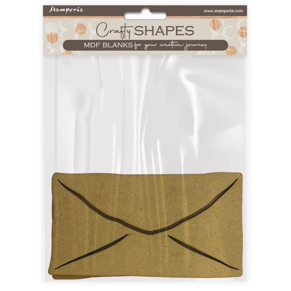 MDF blank shaped like an envelope with 'Craft Shapes' packaging on a white background
