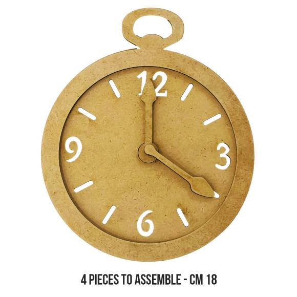 Wooden clock face with numbers on a white background