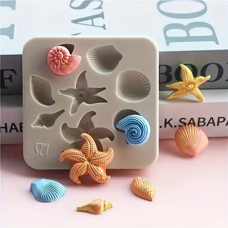 Silicone Craft Accent Mold. Sea shells and starfish