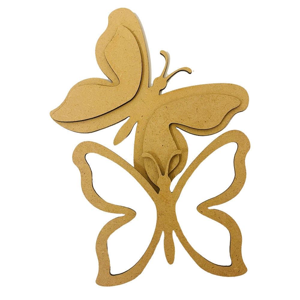 Butterfly-shaped MDF wood cutout on a white background