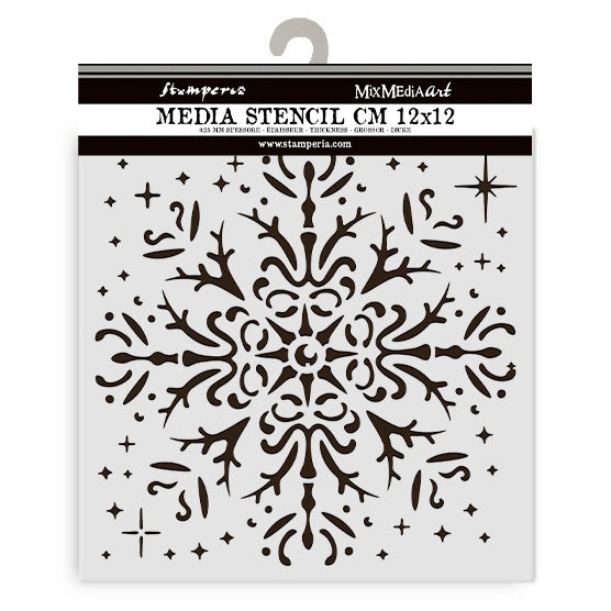 Stamperia media stencil with decorative pattern on a white background