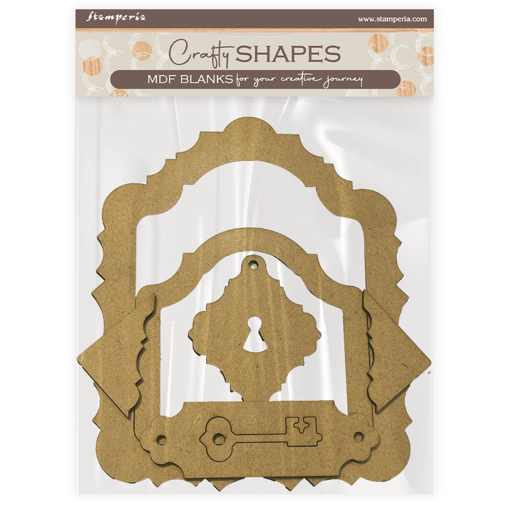 Craft Shapes MDF Blanks packaging with decorative cutout design on a white background