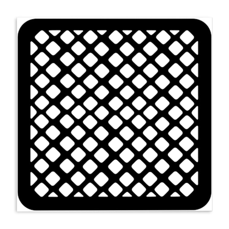 Black and white lattice pattern stencil on a white background