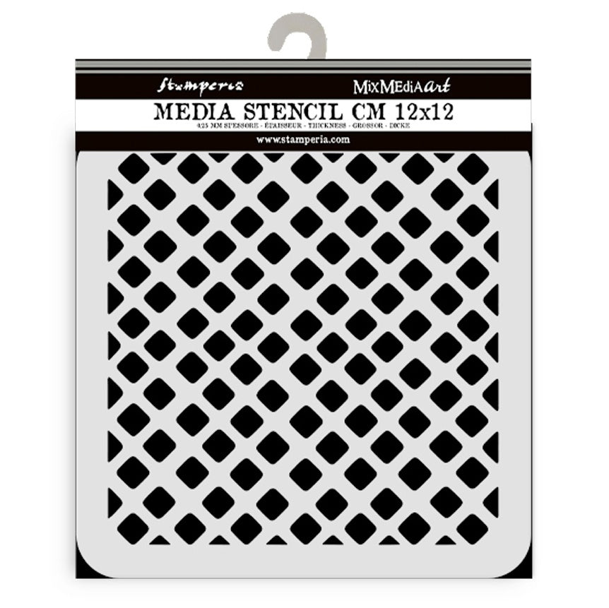 Media Stencil waffle 12x12 cm by Stamperia on a white background