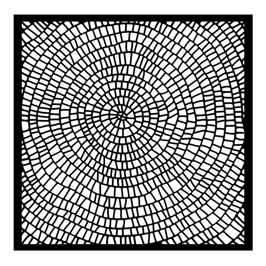 Black concentric circle pattern stencil  on a white background