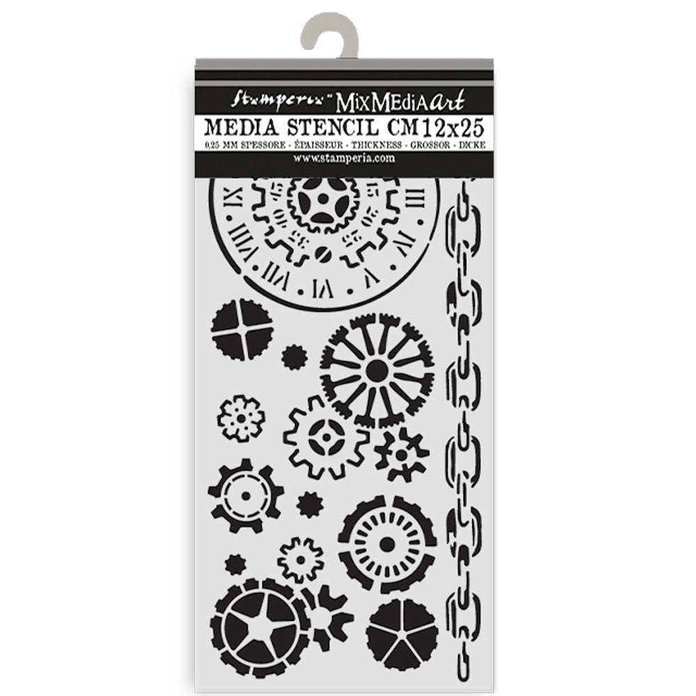 Stamperia Media Stencil with geometric designs on a white background