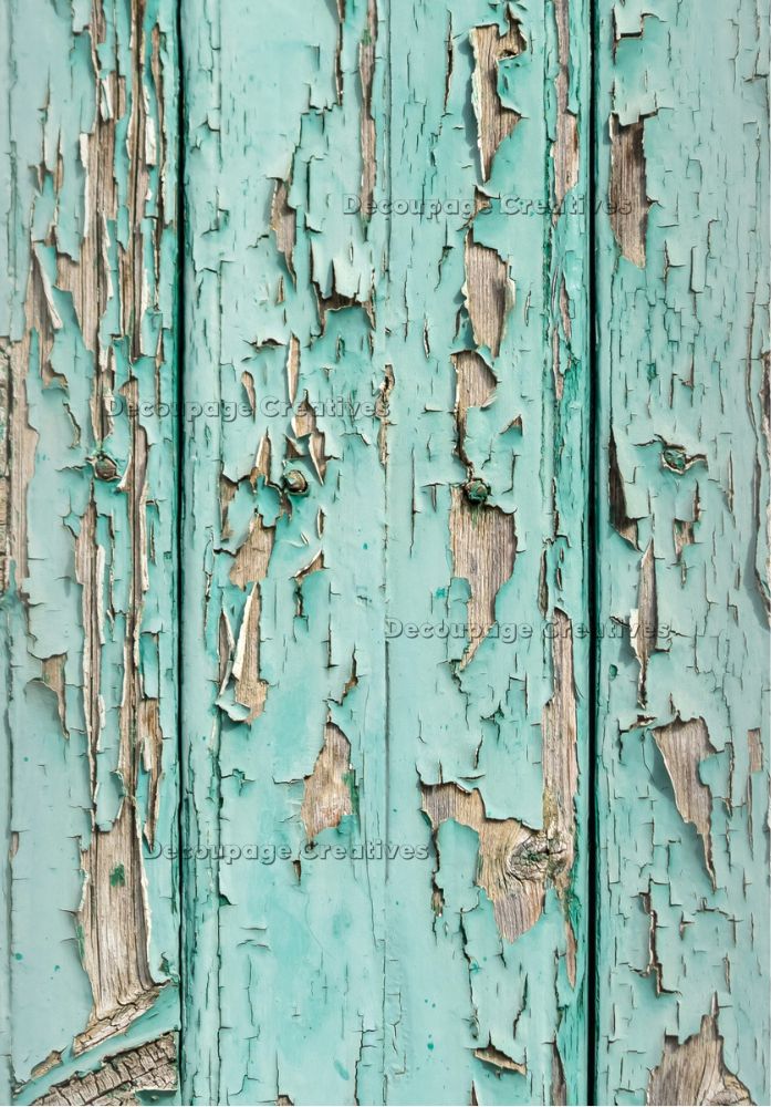 Teal Green wood with peeling paint A4 Rice Paper for Decoupage