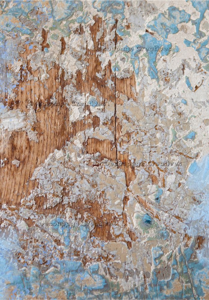 Blue brown wood & concrete pattern A4 Rice Paper for Decoupage