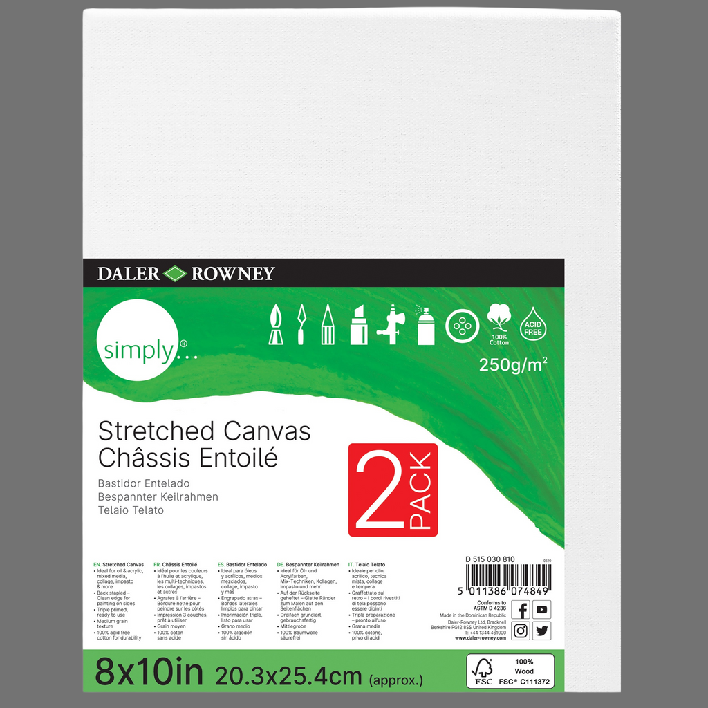 Daler-Rowney 8x10 inch Simply Stretched Canvas 2/Pkg