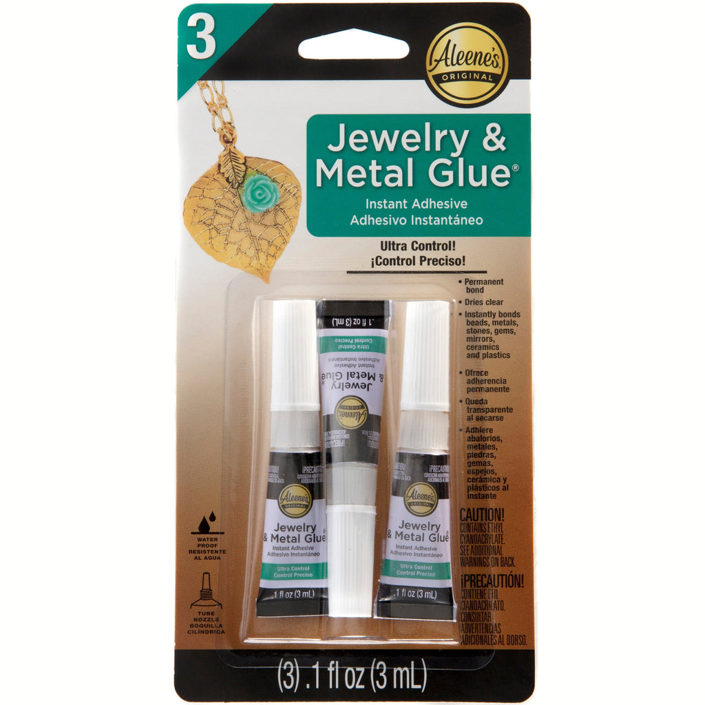 Three 0.1oz tubes of Aleene's Jewelry & Metal Glue for strong, clear bonds