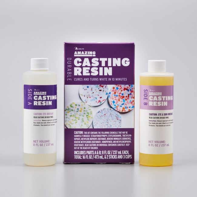 Amazing Casting Resin Kit by Allumilite. Two 8 ounce bottles and cups. Great for Silicone Moulds.