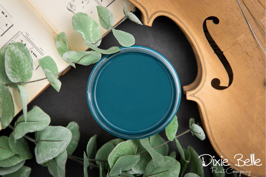Jar of Dixie Belle chalk mineral paint in the color of  antelbellum blue