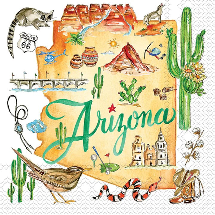 Arizona state cocktail napkin for decoupage.