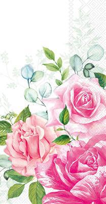pink flowers on white Buffet Decoupage Napkins