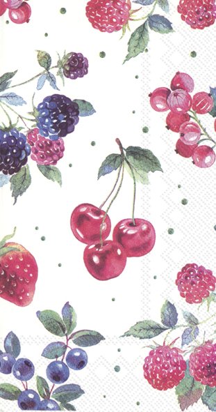 Red cherries, purple raspberries and blues bleeris Buffet Decoupage napkines