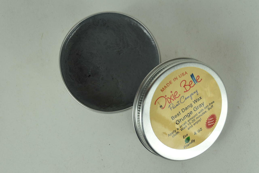 10 ounce metal tin of grunge gray wax by Dixie Belle