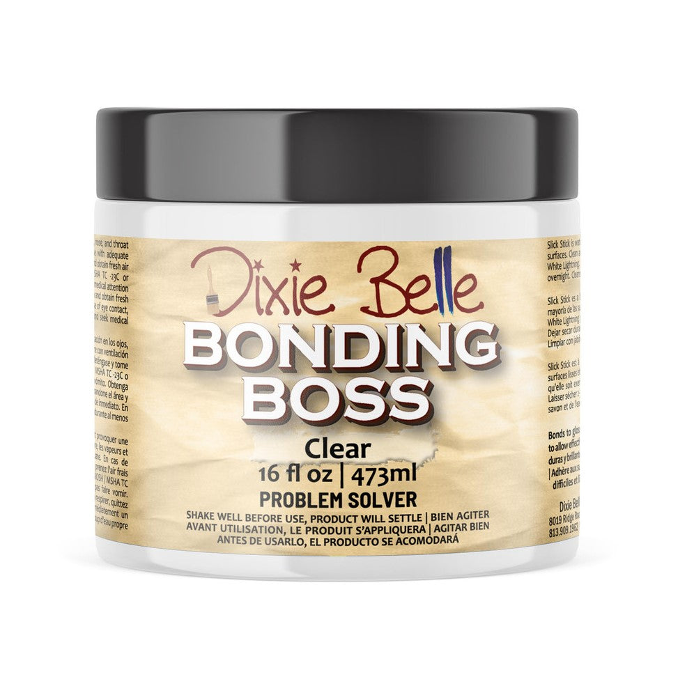 16 oz jar of Clear Dixie Belle Bonding Boss stain remover and primer.