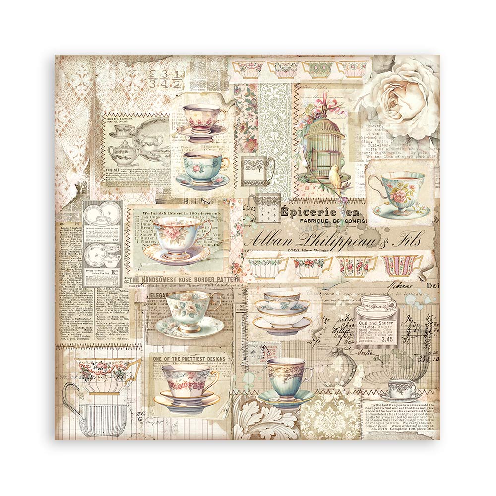 Vintage themed Brocante Antiques Stamperia Scrapbooking Paper Set. These beautiful high quality papers by Stamperia are themed sets with coordinating designs