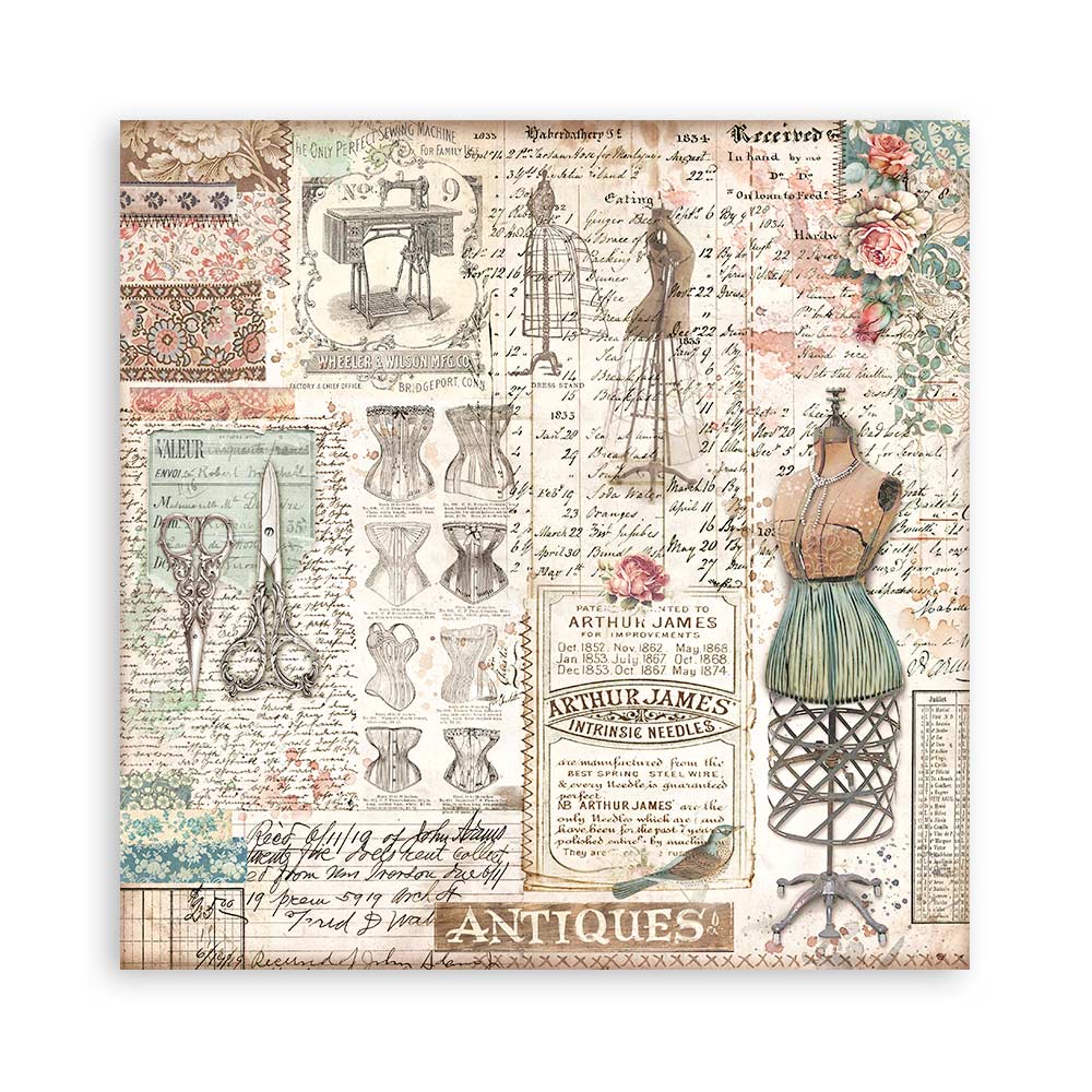 Vintage themed Brocante Antiques Stamperia Scrapbooking Paper Set. These beautiful high quality papers by Stamperia are themed sets with coordinating designs