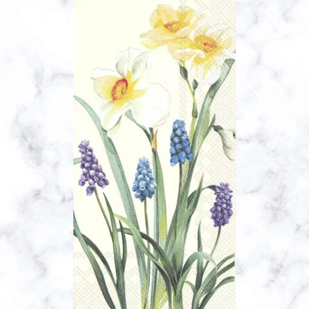 spring flowers of white and blue Decoupage Craft Paper Napkin for Mixed Media, Scrapbooking
