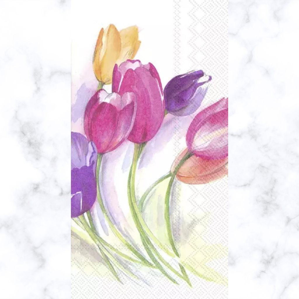 wispy purple yellow and pink tulips Decoupage Craft Paper Napkin for Mixed Media, Scrapbooking