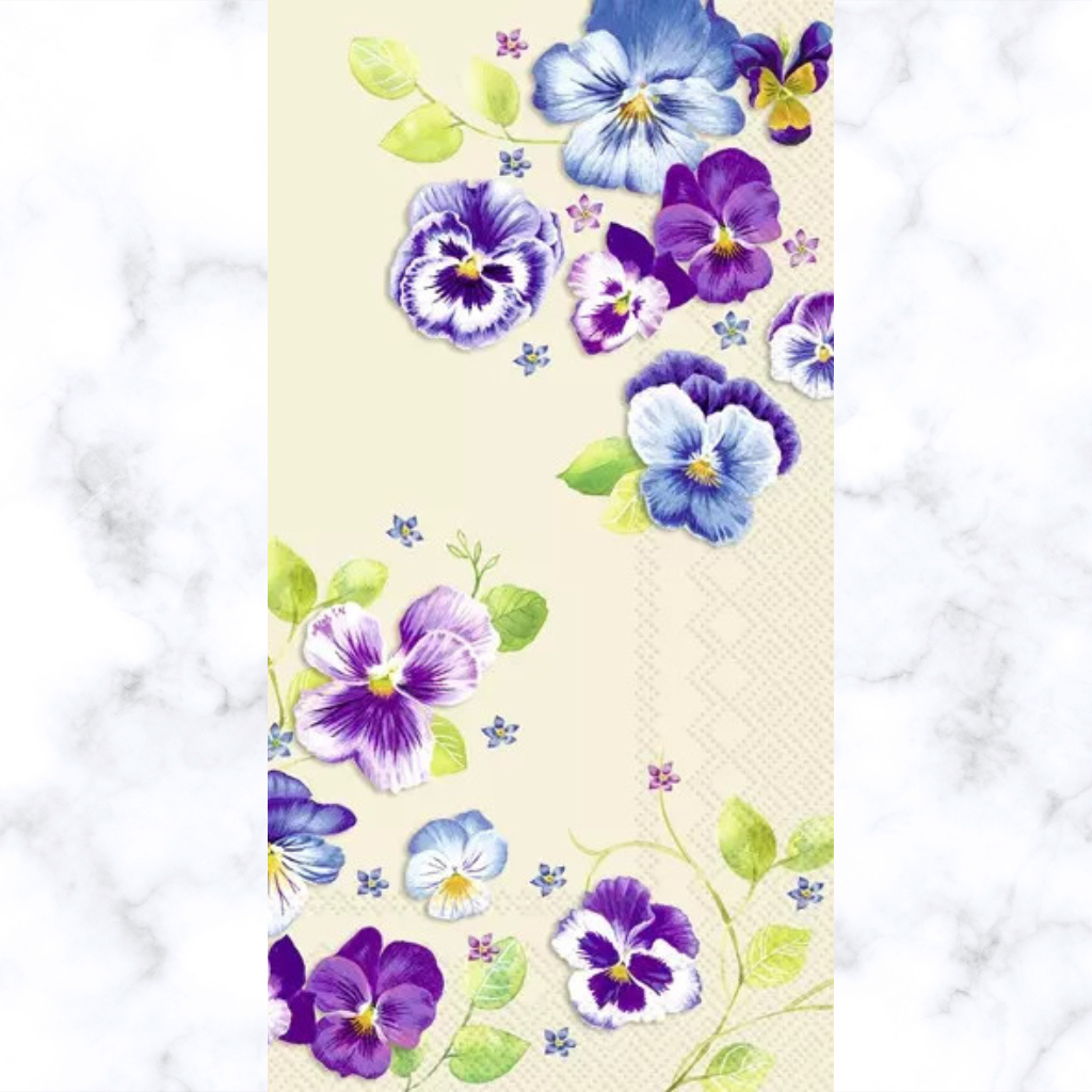 purple  flowers on cream Decoupage Craft Paper Napkin for Mixed Media, Scrapbooking