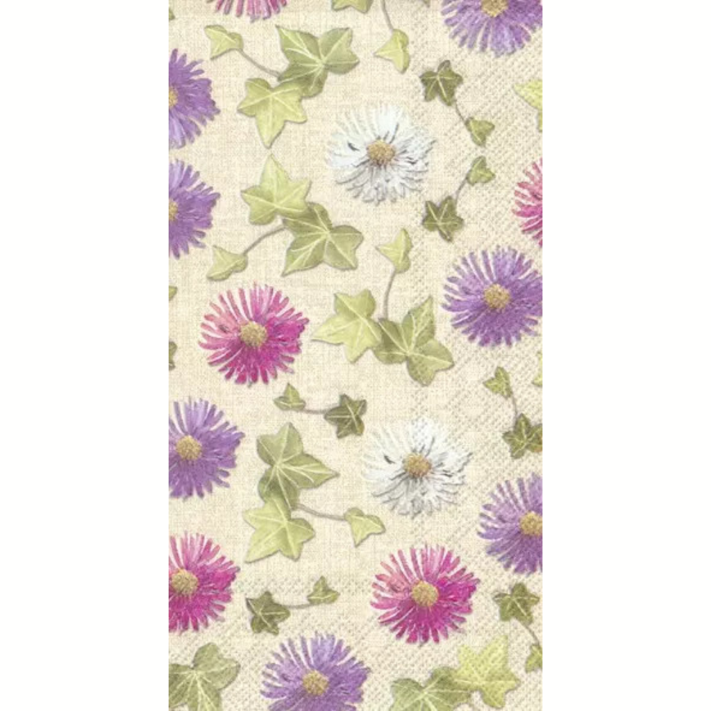 purple and white flowers with green leaves Decoupage Craft Paper Napkin for Mixed Media, Scrapbooking