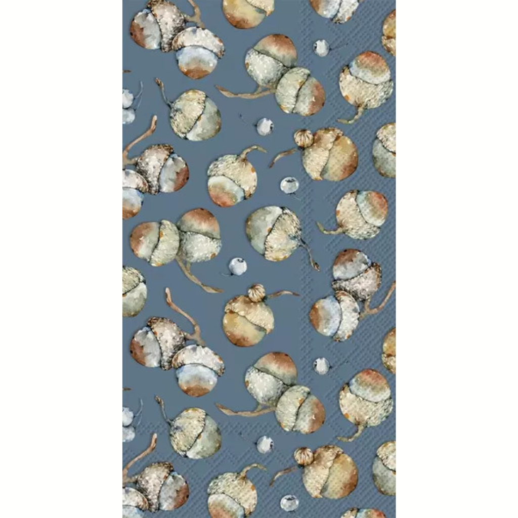 White and brown acorns on dark blue teal background Decoupage Craft Paper Napkin for Mixed Media, Scrapbooking