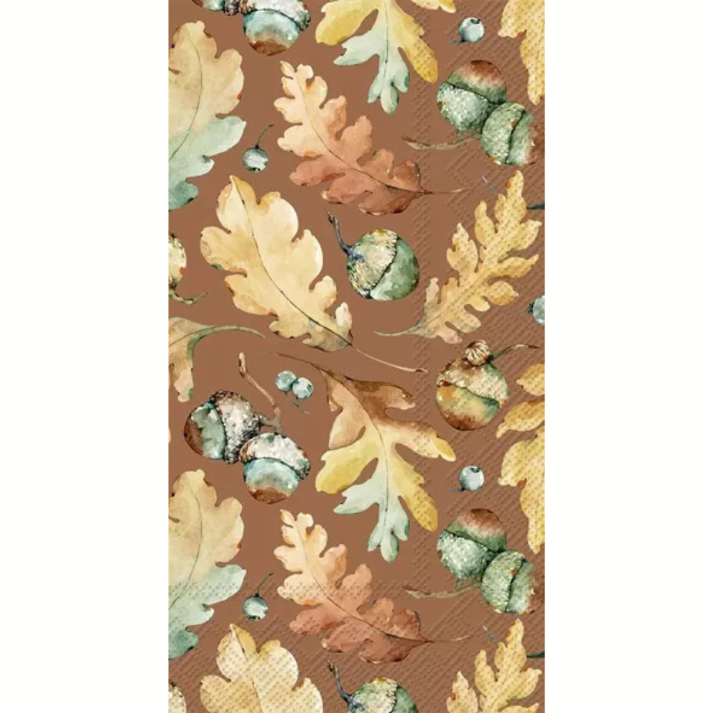autumn leaves and acorns on brown background Decoupage Craft Paper Napkin for Mixed Media, Scrapbooking