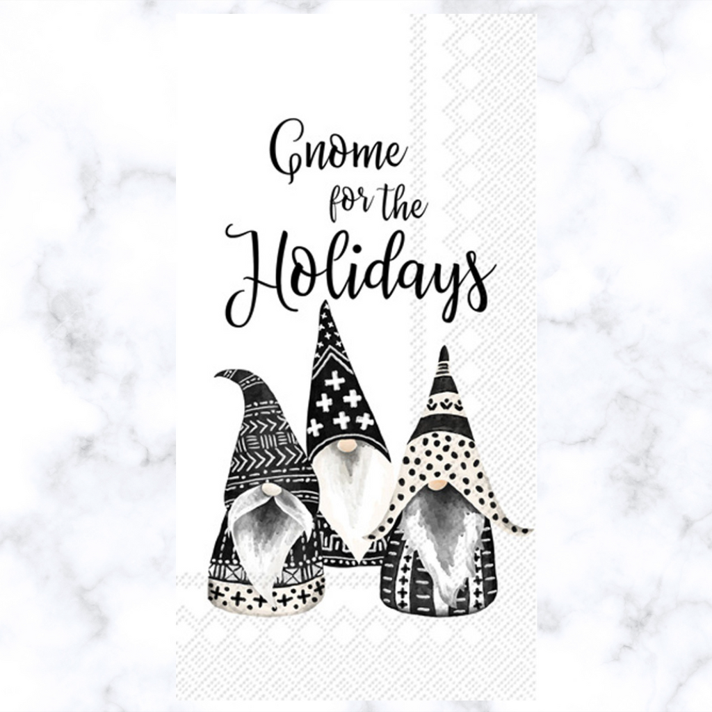 three Christmas gnomes in black and white with red noses Buffet Decoupage napkin