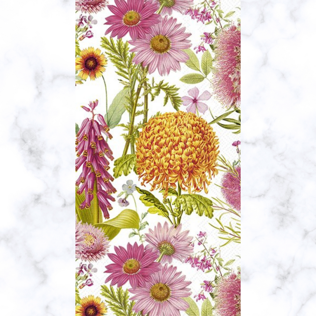 PInk and yellow spring flowers Buffet Decoupage Napkins