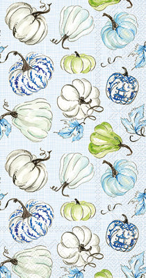 Blue green all over pumpkins Autumn themed paper napkin for decoupage. 