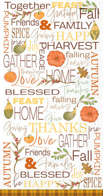 Word sentiments Autumn themed paper napkin for decoupage. 