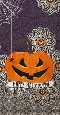 Orange jack o lantern Autumn themed paper napkin for decoupage. 