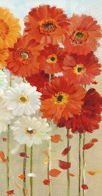 Orange & white fall daisy floral Autumn themed paper napkin for decoupage. 