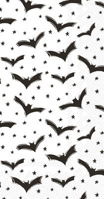 All over black bats halloween Autumn themed paper napkin for decoupage. 