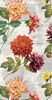 Orange & burgundy floral Autumn themed paper napkin for decoupage. 