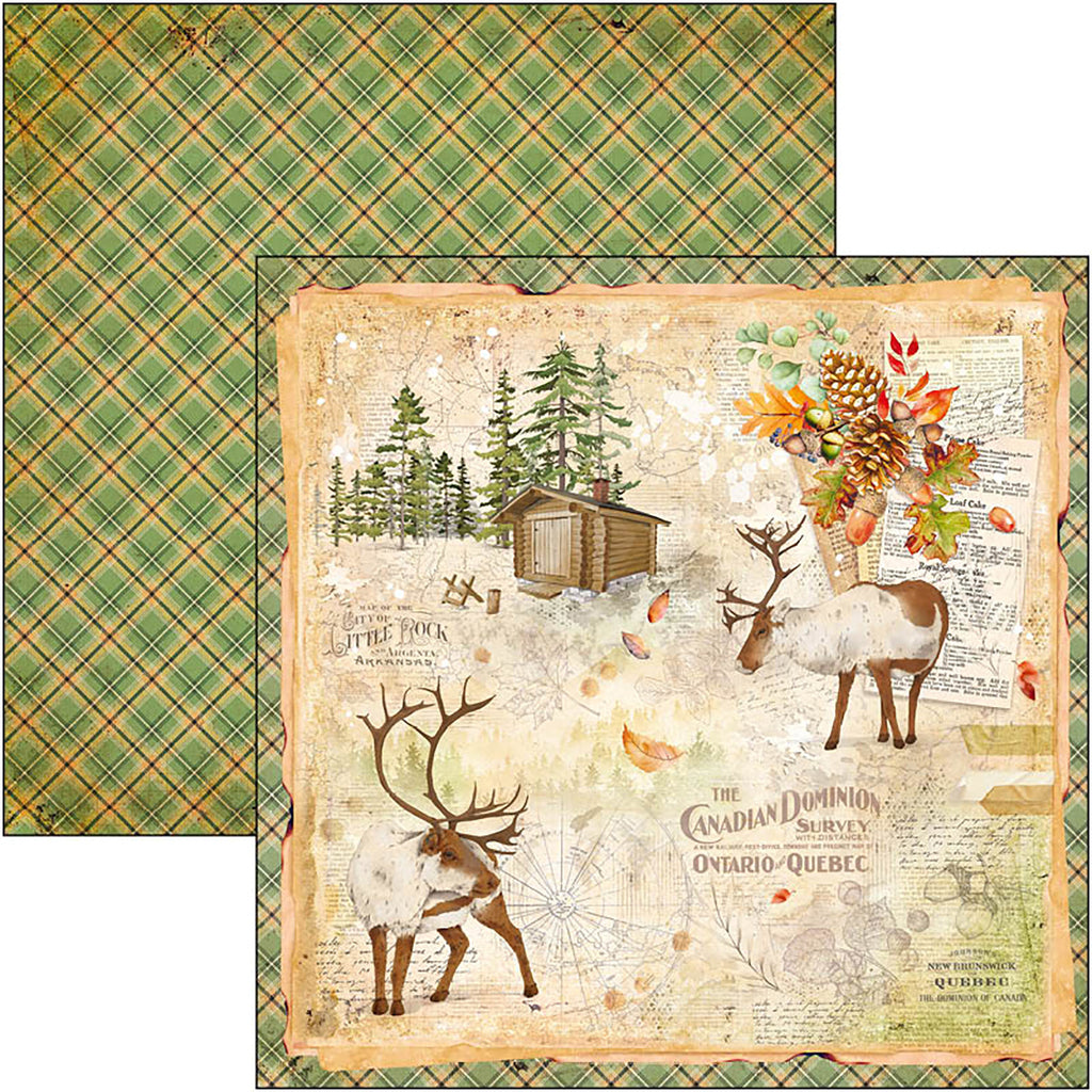 Fall Scrapbook paper with squirrel nuts and deer from Ciao Bella