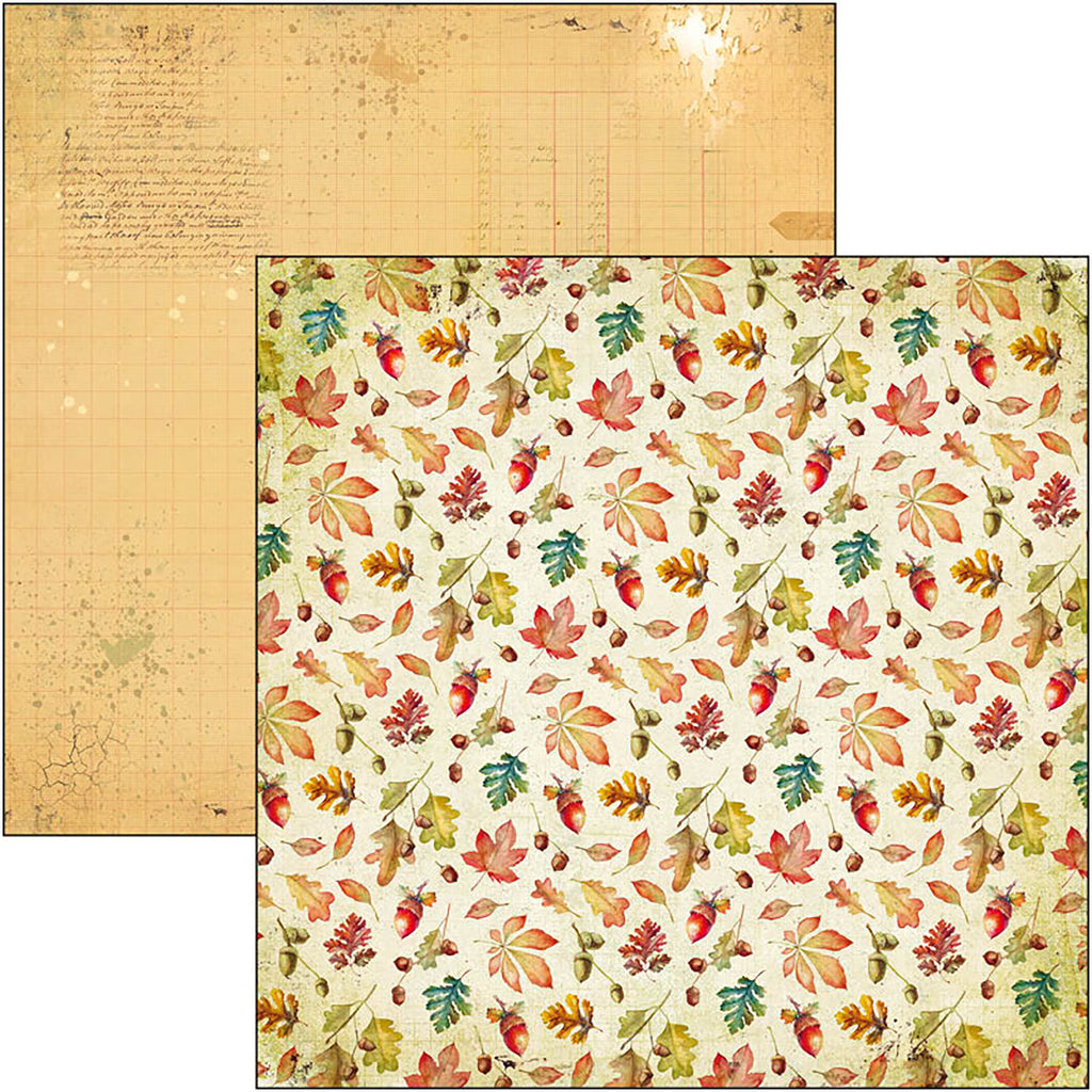 2 sheet Fall Scrapbook paper with leaves and nuts from Ciao Bella