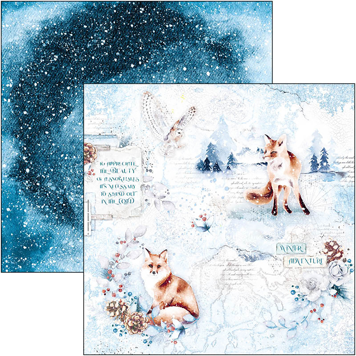 Ciao Bella 1 Piece WINTER GREETINGS Scrapbook Paper Scrapbooking Paper 12 X  12 Inches Mixed Media Made in Italy CBSS162 