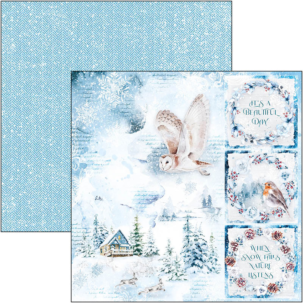 winter owl, snow fox, deer and winter scenes scrapbook paper from Ciao Bella