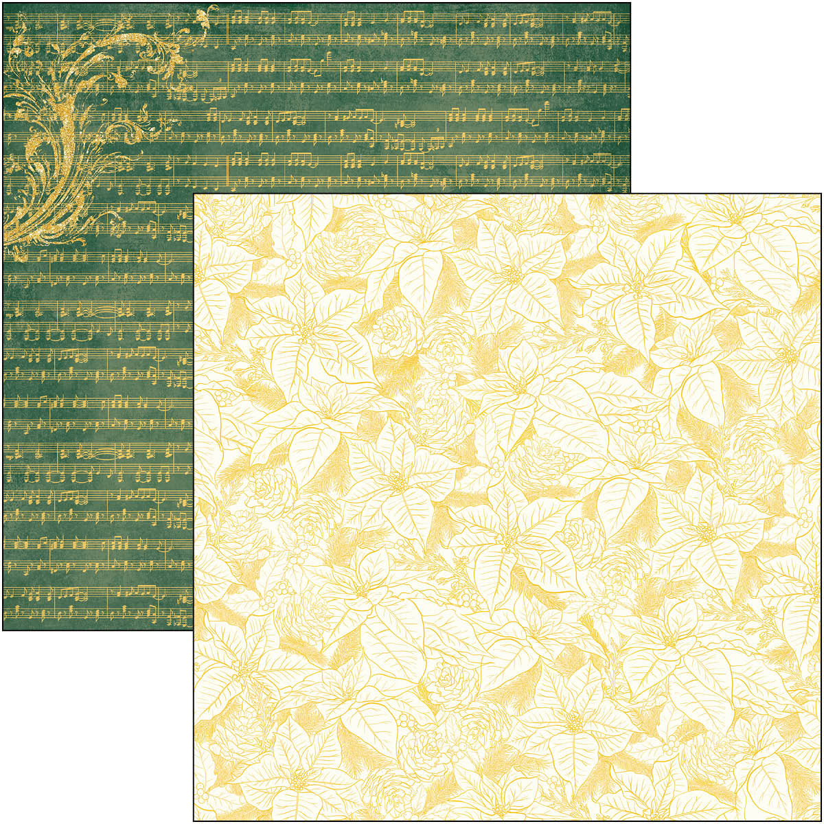 Black & Gold Foil Floral Scrapbook Paper - 12 x 12
